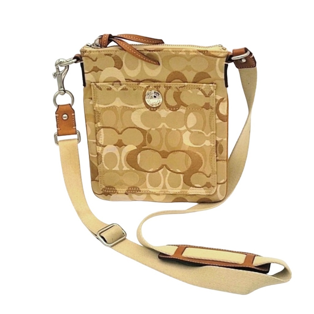 Coach Small sporty canvas crossbody Tan signature print